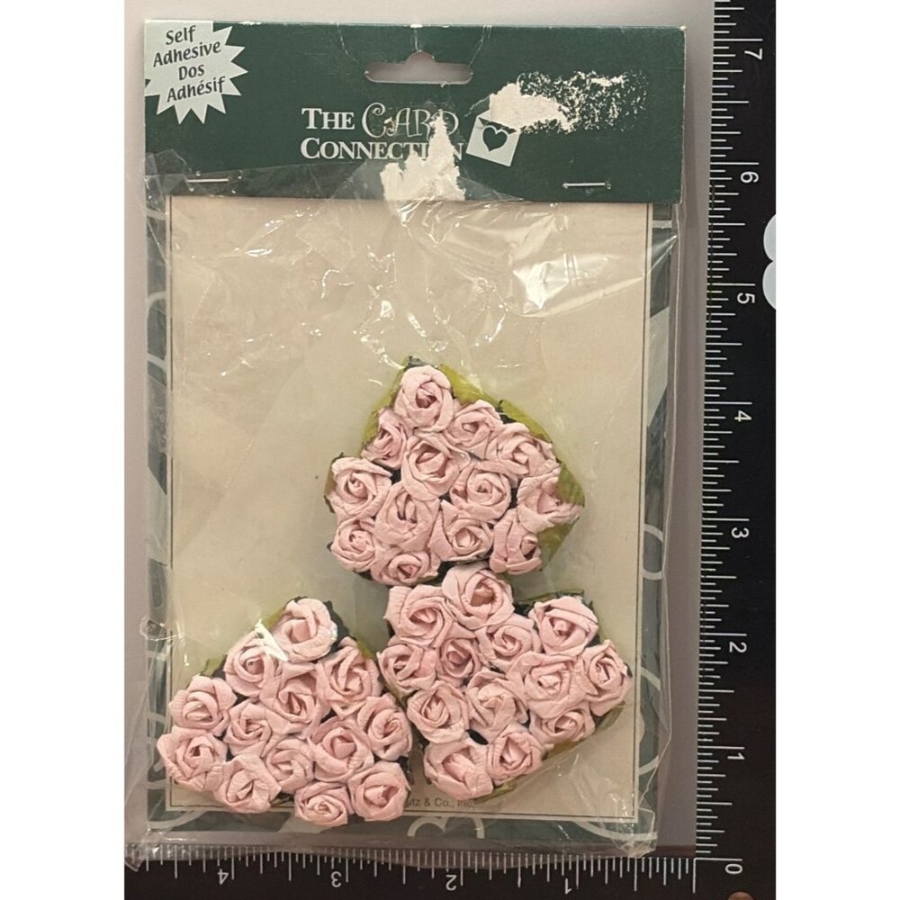 VINTAGE RARE CARD CONNECTION PINK ROSE EMBELLISHMENT STICKER HEART TCP0776-23